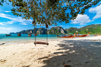 Scenic view of beach against sky