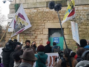 Group of people in front of building