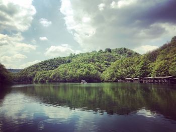 Scenic view of lake against sky