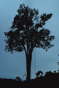 Low angle view of silhouette tree against clear sky