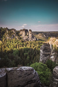 View of the bastei park saxon switzerland national park, germany