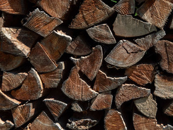 Full frame shot of logs in forest