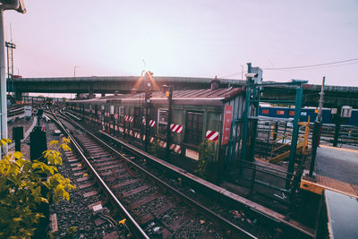 Railroad station against sky