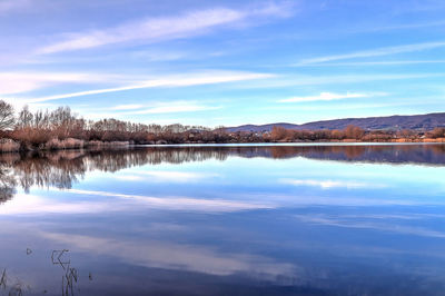 Scenic view of lake against sky