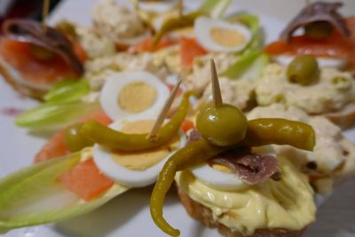 Close-up of fruit salad served in plate