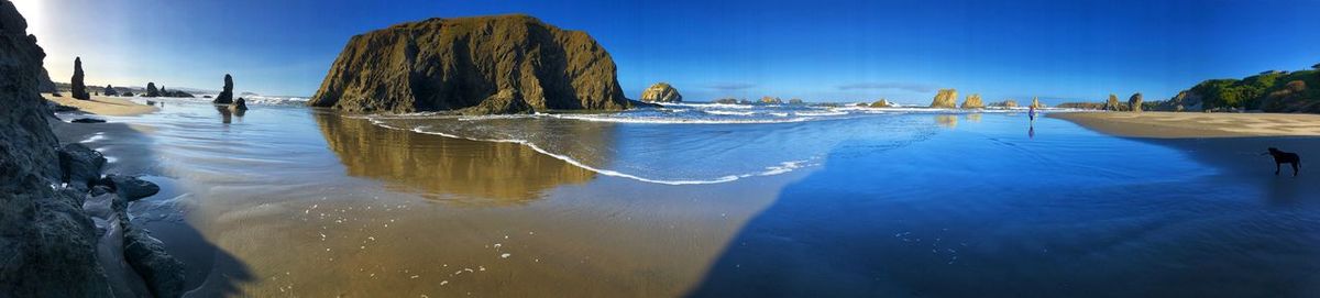 Panoramic shot of sea against clear sky