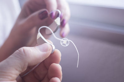 Close-up of woman hearing machine