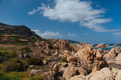 Scenic view of rocky mountains against sky