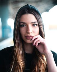 Close-up portrait of a beautiful young woman