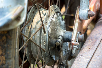 Close-up of rusty wheel