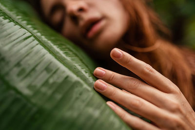 Young girl in a banana grove beauty