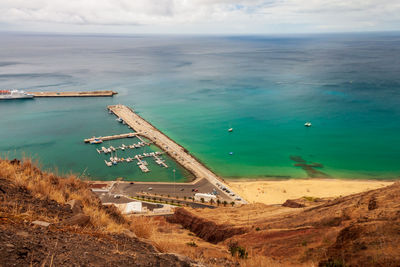 High angle view of beach against sky