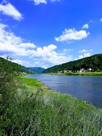 Scenic view of lake against sky
