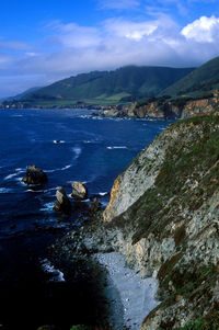 Scenic view of sea against cloudy sky