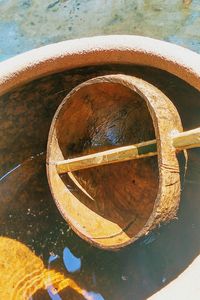 High angle view of boat in river