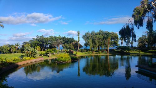 Scenic view of lake against sky