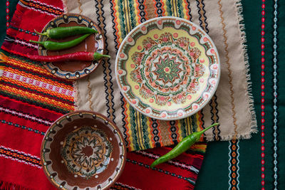 High angle view of food on table