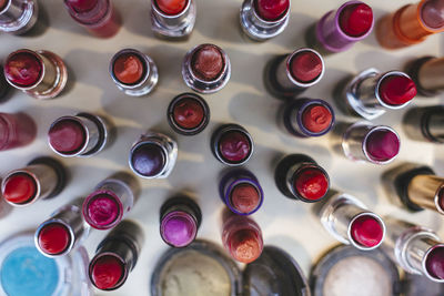 Full frame shot of multi colored bottles