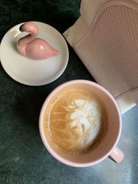 High angle view of coffee on table