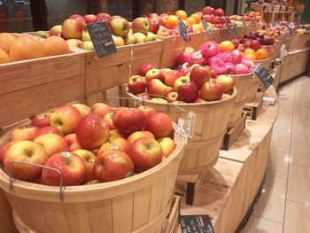 Fruits in basket for sale at market