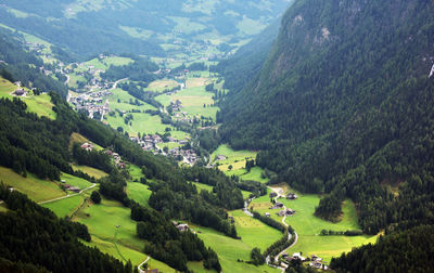 High angle view of agricultural landscape