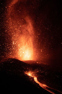 Volcano eruption on cumbre vieja, la palma island, canary islands