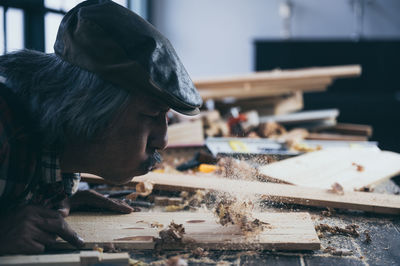 Man working on table