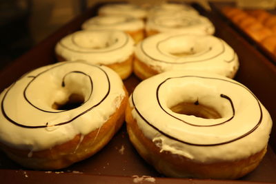 Close-up of dessert served on table