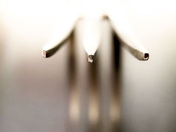 Close-up of water drops on metal