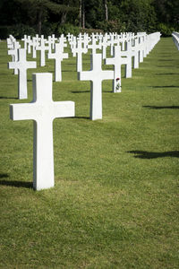 View of cross in cemetery