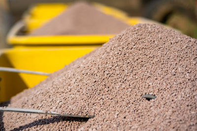 High angle view of bread on stones