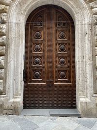 Closed door of building