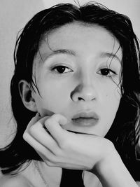 Close-up portrait of a beautiful young woman