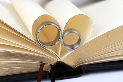 Close-up of open book on table