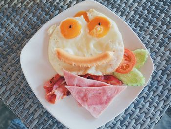 High angle view of food in plate