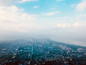 High angle view of townscape against sky