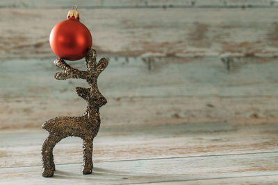 Close-up of christmas decorations on table