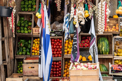 Various fruits for sale in market stall