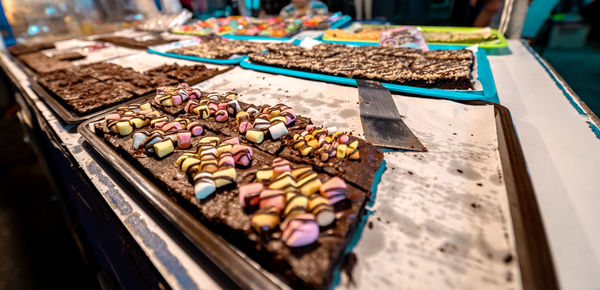 High angle view of food on table