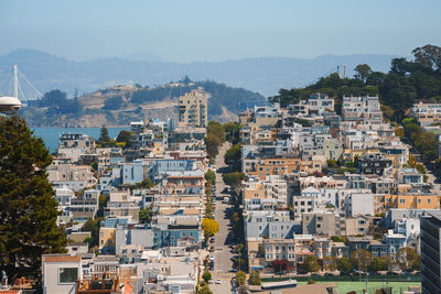 High angle view of townscape against sky
