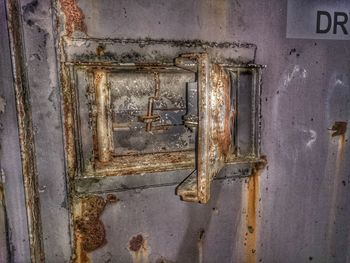 Close-up of rusty metal door