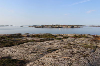 Scenic view of sea against clear sky