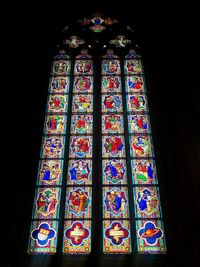 Low angle view of stained glass window in temple