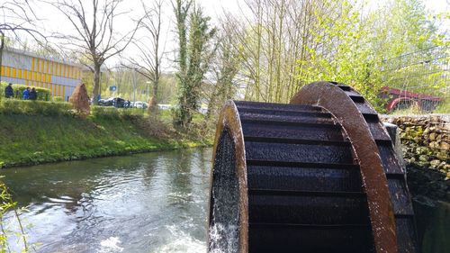 View of canal along trees