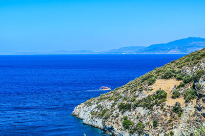 Scenic view of sea against clear sky