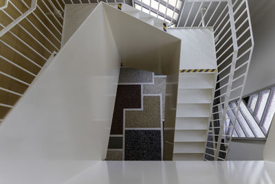 High angle view of spiral staircase of building