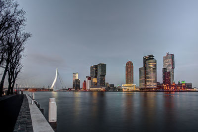 View of cityscape at dusk