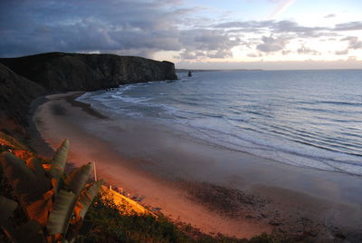 Scenic view of sea during sunset