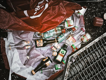 High angle view of garbage bin