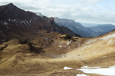 Scenic view of arid landscape during winter